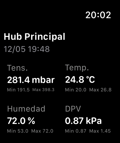 Pantalla de A7control en Apple Watch